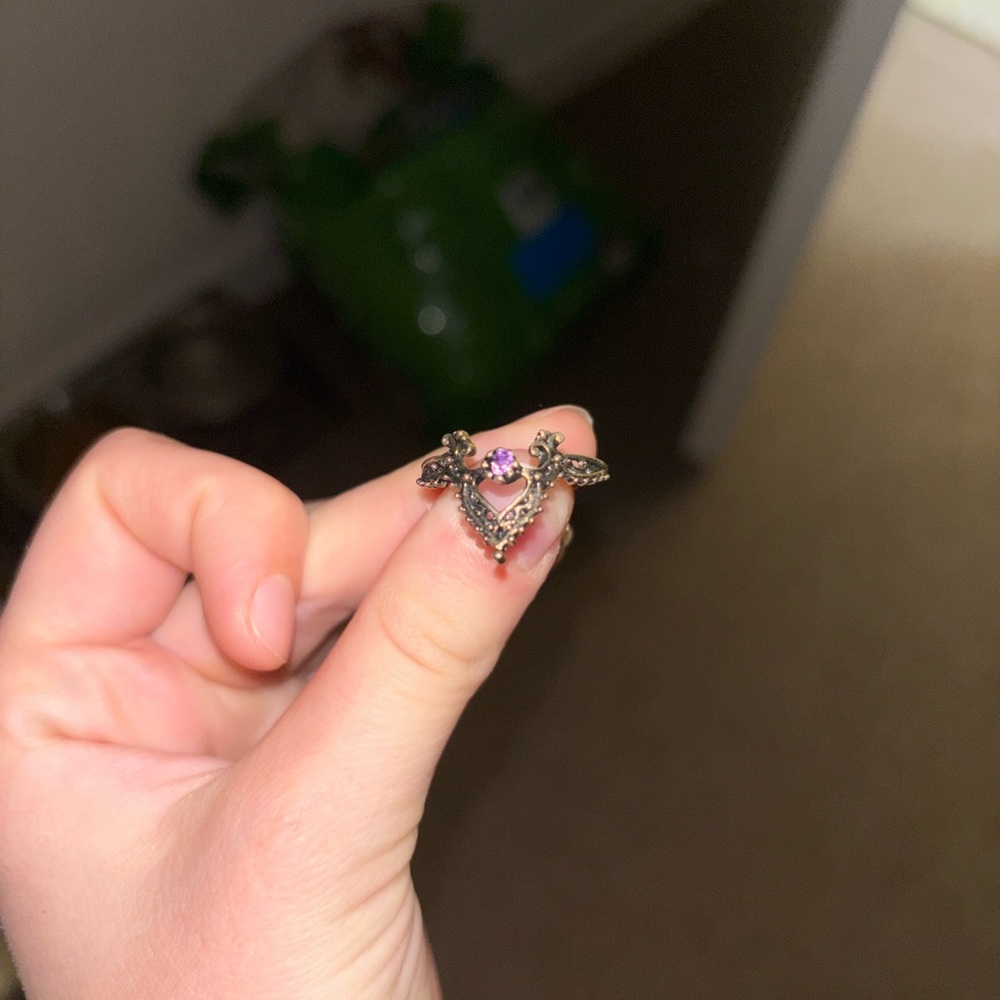 Chic Silver and Pink Heart Ring